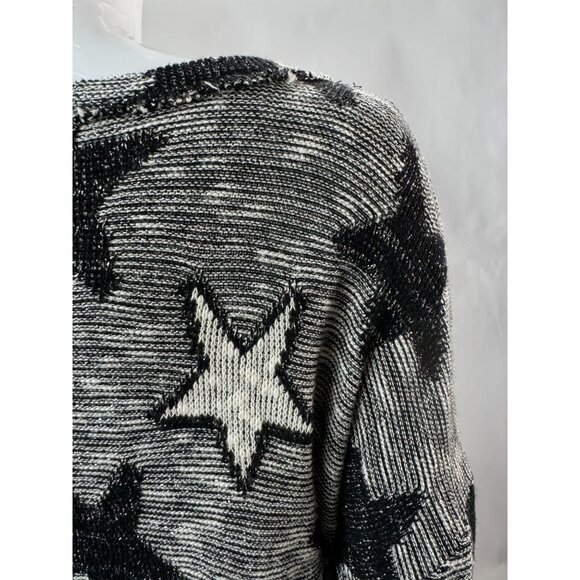 Starry Splendid Womens Sweater Large Cotton & Polyester Black/White Knit - Picture 6 of 16